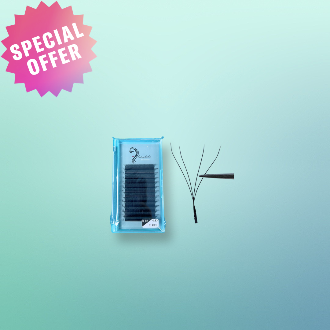 0.07 C curl 4D premade 10-12mm mixed lash tray