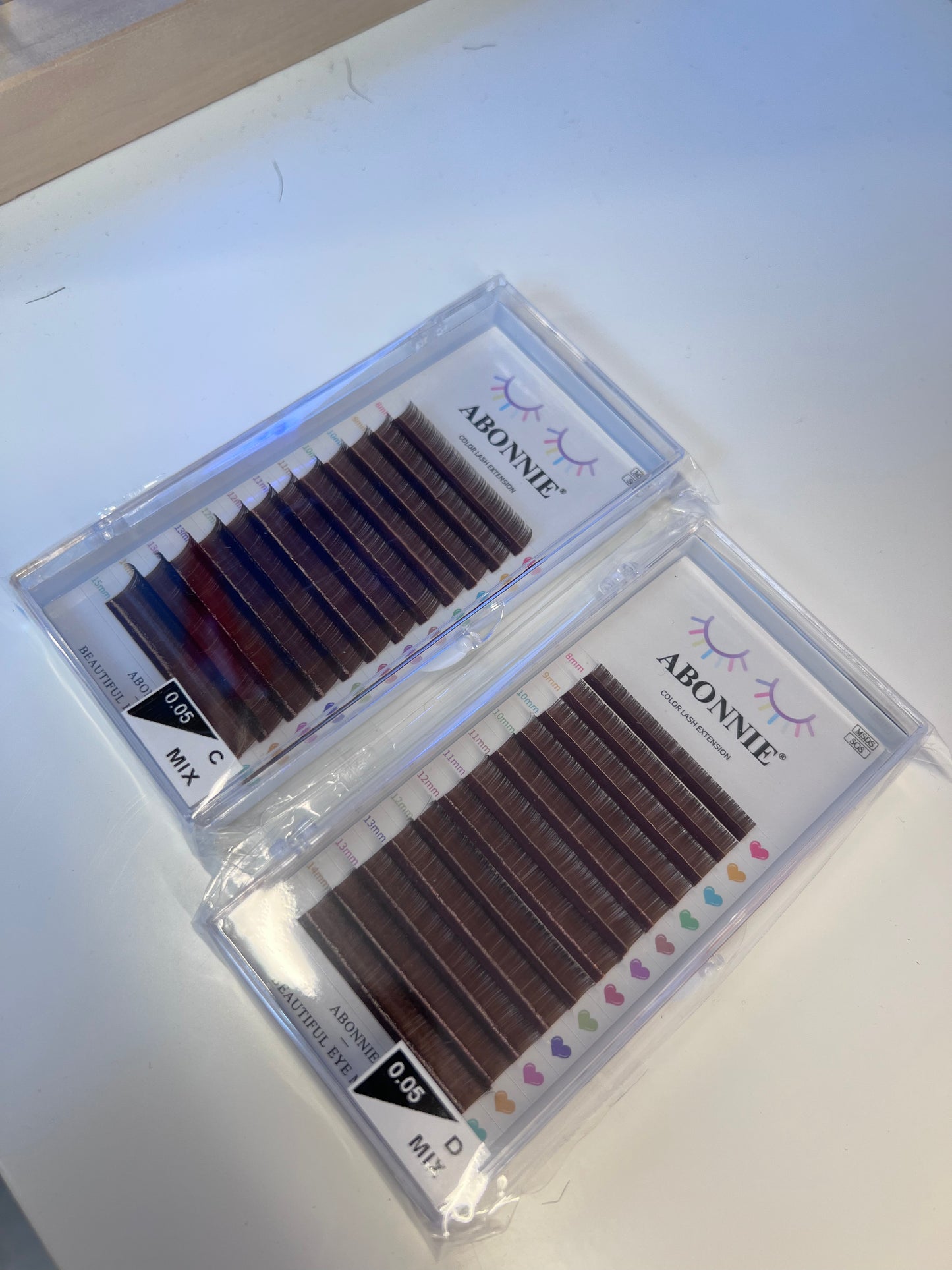 ABONNIE 0.05 brown color Ccurl premium mixing length easy fanning lash tray 8mm-15mm
