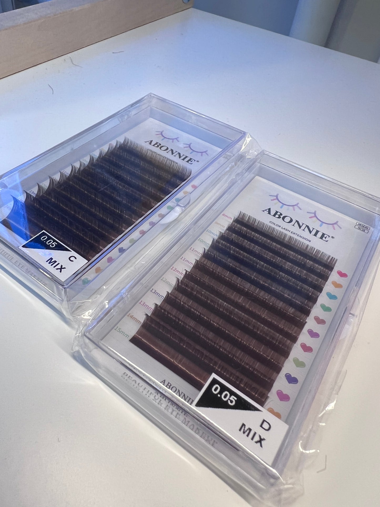 ABONNIE 0.05 brown color Ccurl premium mixing length easy fanning lash tray 8mm-15mm