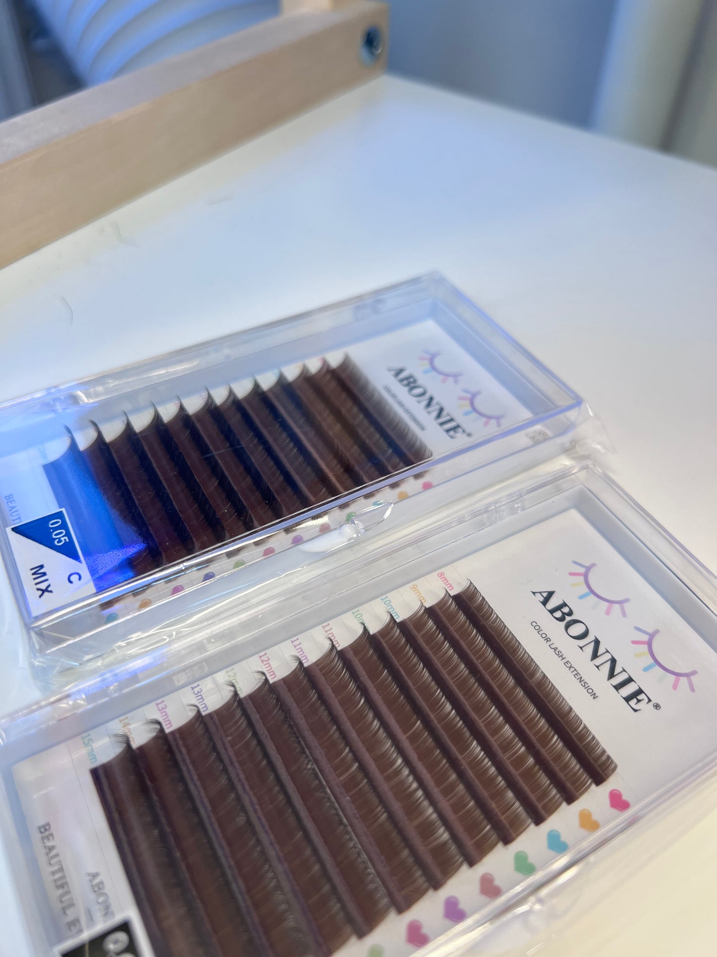 ABONNIE 0.05 brown color Ccurl premium mixing length easy fanning lash tray 8mm-15mm