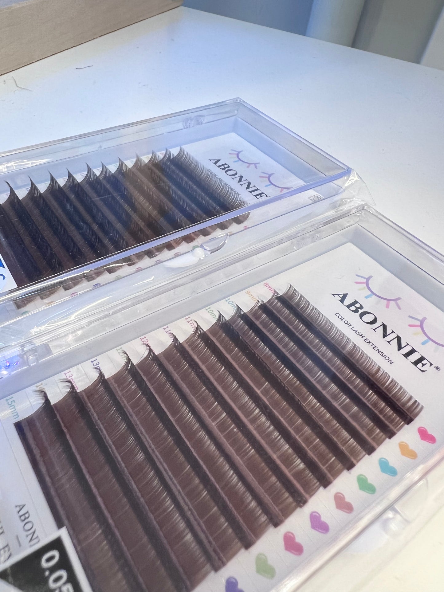 ABONNIE 0.05 brown color Ccurl premium mixing length easy fanning lash tray 8mm-15mm