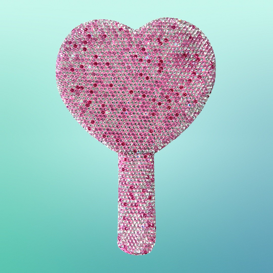RHINESTONE bling heart shape makeup mirror