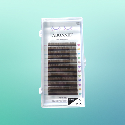 ABONNIE 0.05 brown color Ccurl premium mixing length easy fanning lash tray 8mm-15mm